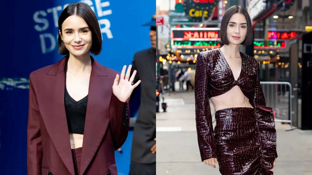 Il colore di questo autunno 2024 è il burgundy (e lo ha confermato Lily Collins durante il tour di Emily in Paris)