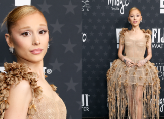 Ariana Grande si dà al balletcore con un abito nude cage di Dior ai Critics Choice Awards 2025