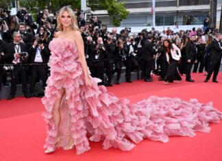 Heidi Klum sfida il nuovo dress code del Festival di Cannes con un (meraviglioso) Elie Saab