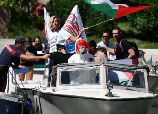 Lido di Venezia, Anna Foglietta fermata dai carabinieri insieme a Laika: presentavano la nuova opera dell’artista a sostegno della Global Sumud Flotilla