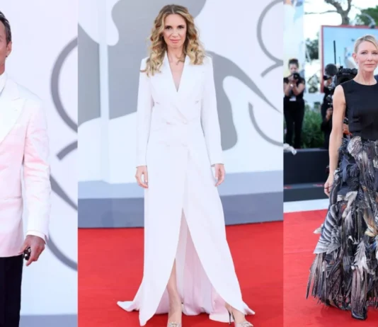 I look del red carpet della quinta serata di Venezia 82: Jude Law in bianco, Cate Blanchett in piumage