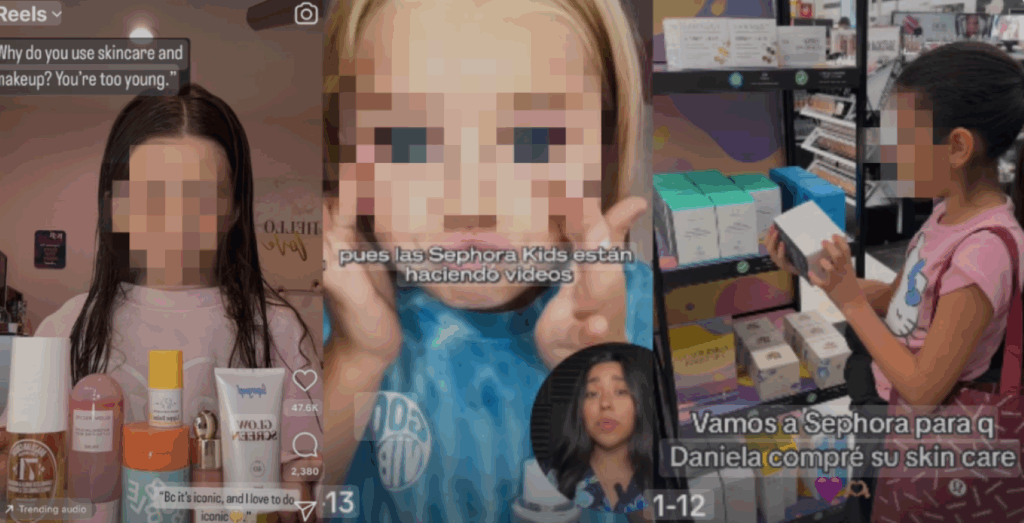 skincare per bambini su social