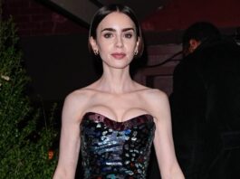 Lily Collins porta Schiaparelli fuori dalla passerella per Emily in Paris 5