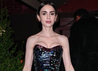 Lily Collins porta Schiaparelli fuori dalla passerella per Emily in Paris 5