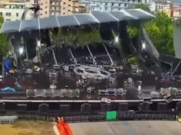 È crollato a causa del vento il palco dell’ex Base Nato di Bagnoli, che ospiterà l’Alien Sound Festival